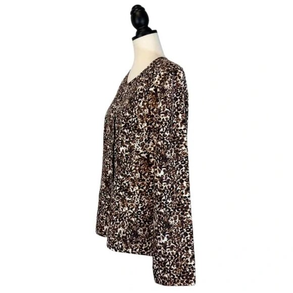 Amber Sun Silk Jacket Black Brown Print Reversible Button Front, Size L - Picture 4 of 15